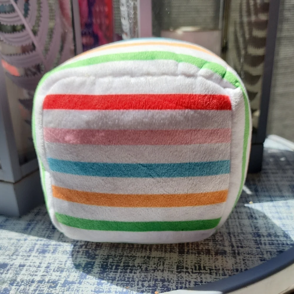 New Luxe Colorful Striped Birthday Gift Box Plush Squwaker Toy